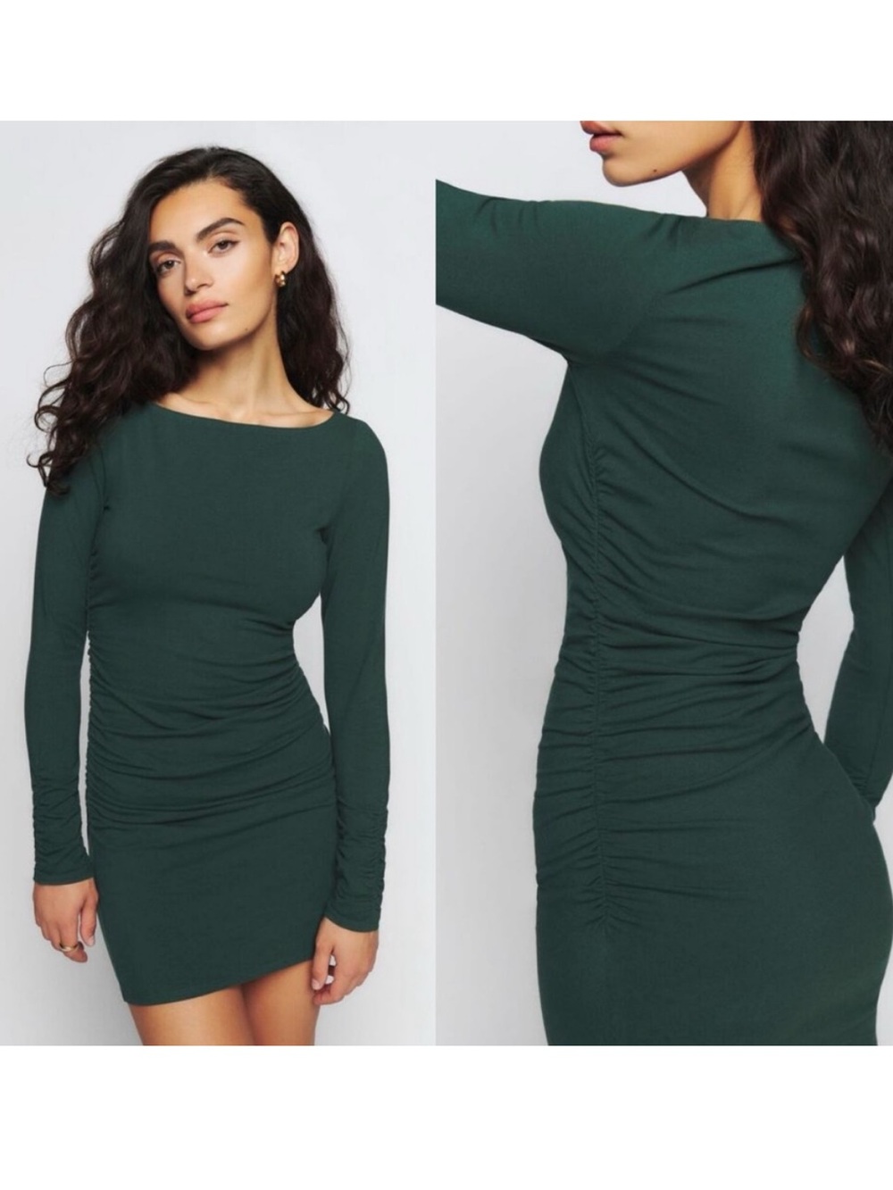 Reformation Lucia Knit Dress Forest Green
